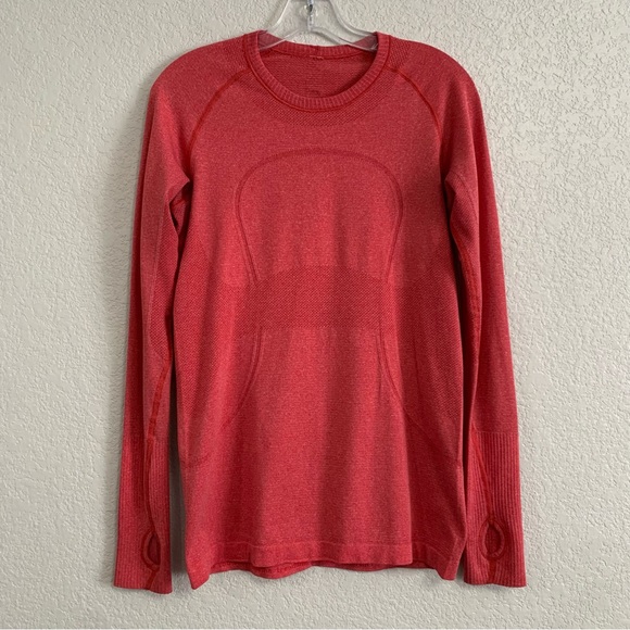 Lululemon Tee Top Womens 8 Swiftly Tech Long Sleeve Red - Picture 1 of 16